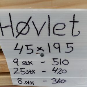 Høvlet lærketræ 45x195 skilt