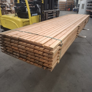 Høvlet lærketræ, Tagbræddet m/1 spor. Dobbelt profil,  27x145mm,  49 stk 4,20 m